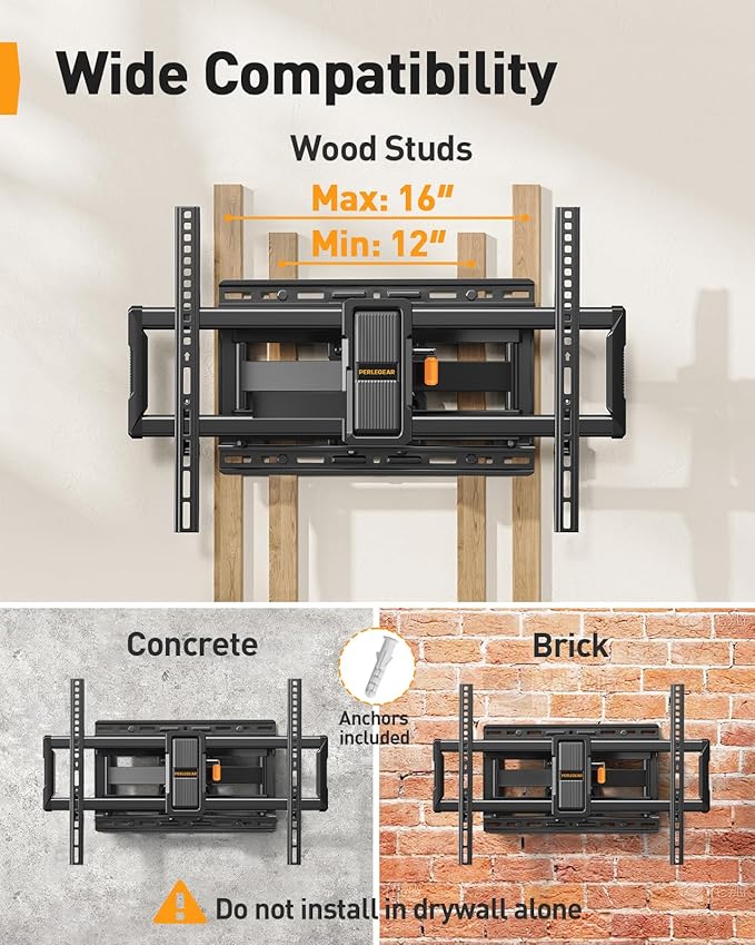 Perlegear UL-Listed Full Motion TV Wall Mount - Image 5