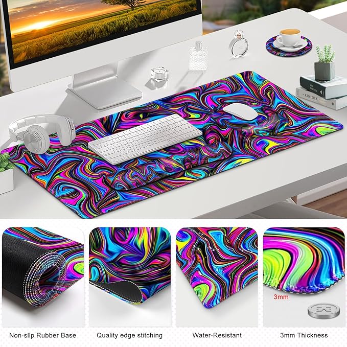 Gaming Mouse Pad, Large Desk Mat, Cute Desk Pad Protector, 4in1 XXL Mousepad + - Image 8