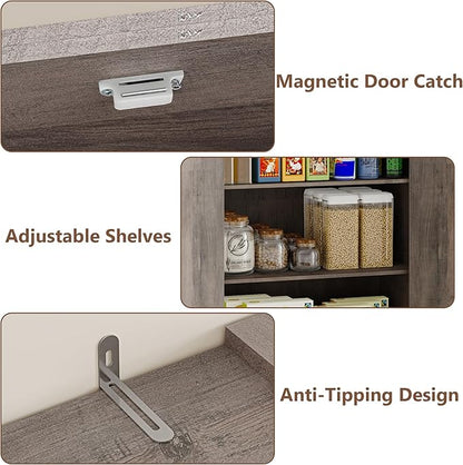Pantry Organizers and Storage Cabinet, 71” Barn Door White Kitchen Cabinet - Image 5
