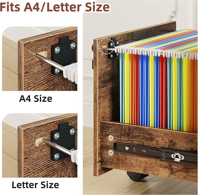 GYIIYUO 2 Wood Drawer Lockable File Cabinet - Image 7