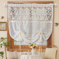 Floral Tie Up Curtains for Window, Adjustable Lace Balloon Shade | Crochet Lace Trim, Rod Pocket Light Filtering Sheer Curtain Panel for Kitchen Cafe Bathroom,1 Panel (Beige, W39 L39 inch)