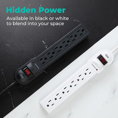 KMC 6-Outlet Surge Protector Power Strip 2-Pack, 900 Joules, 4-Foot Extension - Image 5