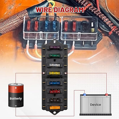 RED WOLF Car 8-Way Blade Fuse Block Box Standard Circuit Fuses - Image 3