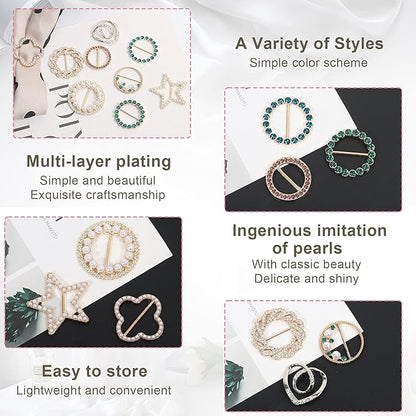 T-Shirt Clips 9 PCS, Clothes Corner Knotted Button, Fashion Alloy Pearl - Image 2