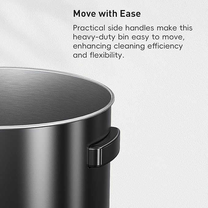 EKO Urban 24 Gallon Round Black Stainless Steel Open Top Waste Bin, Tall - Image 5