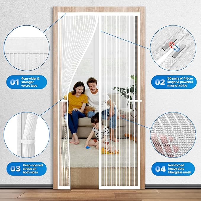 Heavy Duty Door Screen Magnetic Closure, LOVIGA Thickened Fiberglass Screen - Image 3