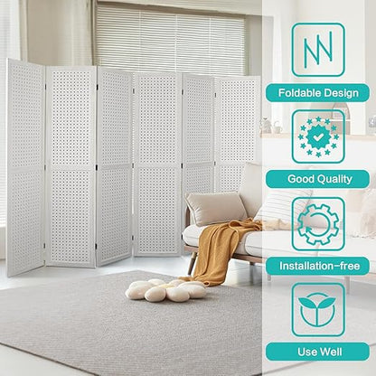 Babion 6 Panel Pegboard Display, Freestanding Folding Privacy Screens - Image 5