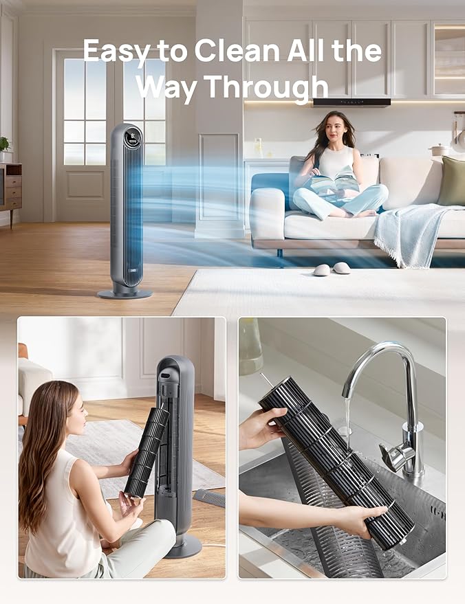 Dreo Tower Fan for Bedroom, 25ft/s Velocity Quiet Floor Fan, 90° Oscillating - Image 6