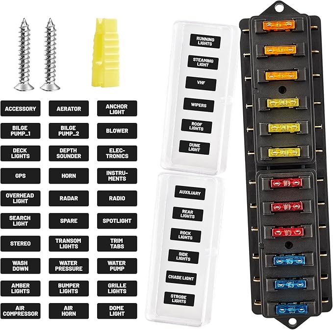 RED WOLF 12 Way Fuse Block Blade Box Holder Standard Circuit Fuses Holder Fit by REDWOLF