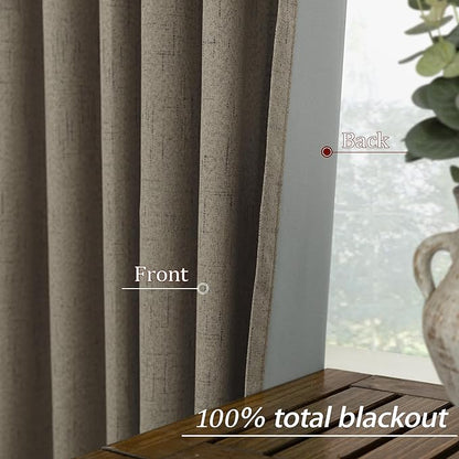 KOUFALL Soundproof Blackout Curtains 90 Inch Long Linen Black Out Noise - Image 6