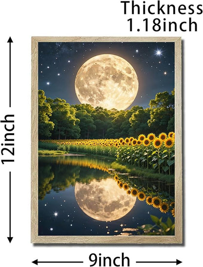 URVIP LED Glowing Photo Frame, 3D Starry-Sky Blue Moon Wall Art, 9x12 Inches - Image 2