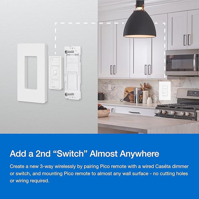 Lutron Caseta 3 Way Smart Dimmer Light Switch Kit, Includes Pico Remote - Image 2