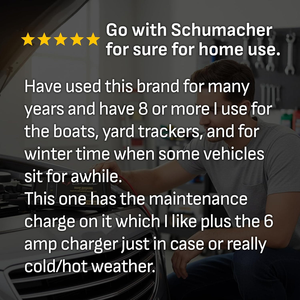schumacher electric 6a car battery charger & maintainer, side view