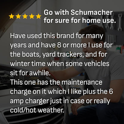 schumacher electric 6a car battery charger & maintainer, side view