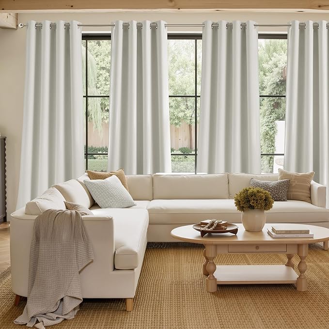 NICETOWN Natural Faux Linen Room Darkening Rod Pocket Curtains 63 inch Length - Image 4