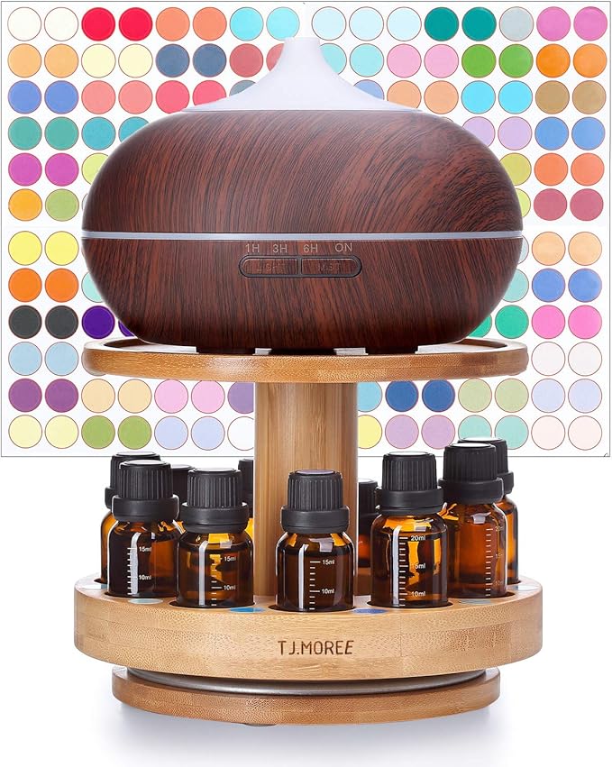 TJ.MOREE Bamboo Diffuser Holder Carousel- 2 Tier Height Increase Rack by TJMOREE