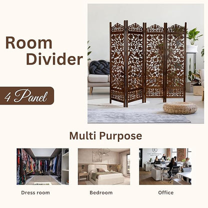 Lightnpro 4 Panel Wooden Room Divider 72 x 72 Inch - Image 5