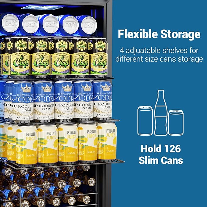 Mini Fridge 3.2 Cu.Ft Small Beverage Refrigerator 126 Can Lockable Drink Cooler - Image 5