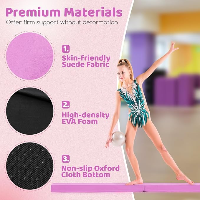 Giantex 7FT/8FT/9FT Balance Beam, Folding Gymnastics Beam w/Carry Handles - Image 2