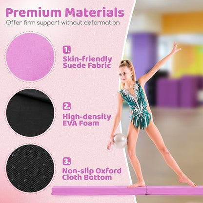 Giantex 7FT/8FT/9FT Balance Beam, Folding Gymnastics Beam w/Carry Handles - Image 2