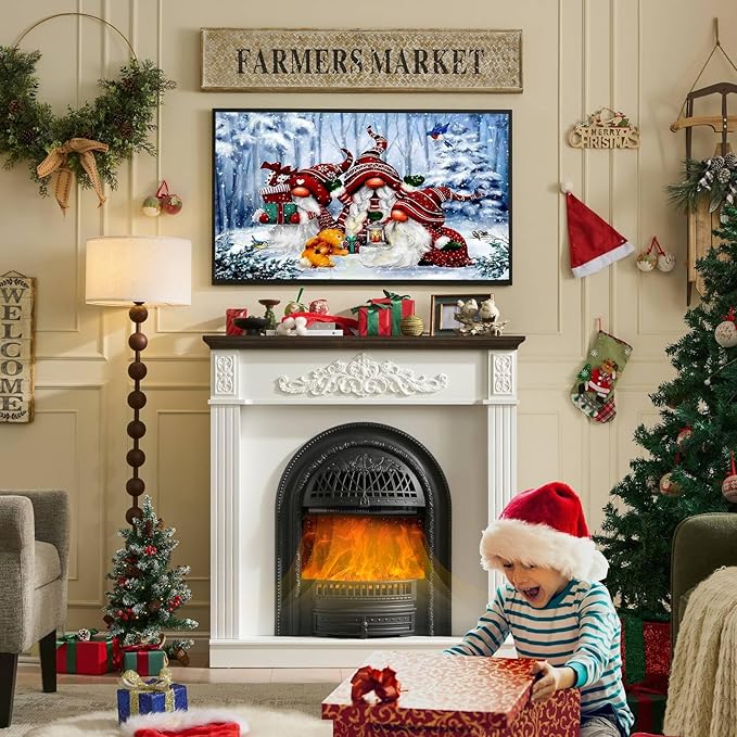 45" Electric Fireplace with Mantel, Farmhouse Electric Fireplaces TV Stand - Image 4