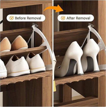 Shoe Cabinet Storage for Entryway, Fluted Shoe Cabinet - Image 5