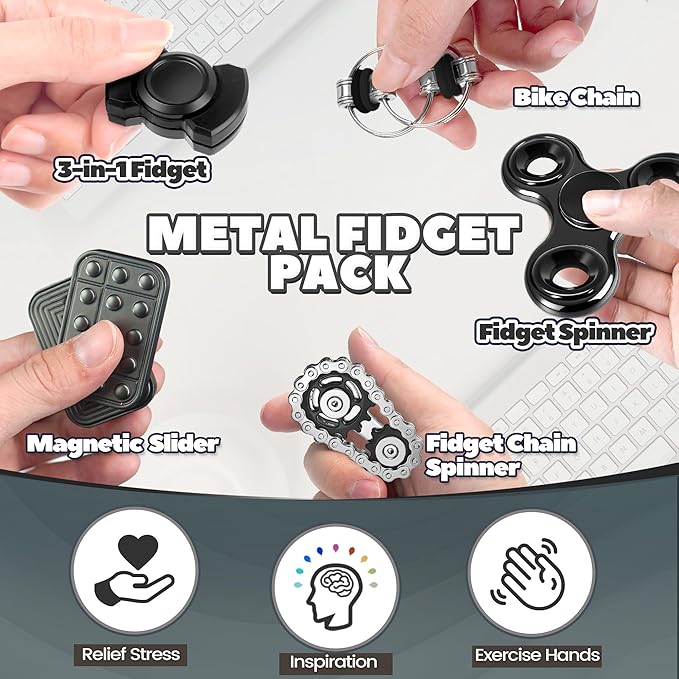 Valentines Day Gifts for Him 5 Pcs Fidget Toys Adults & Teen Metal Fidgets - Image 3