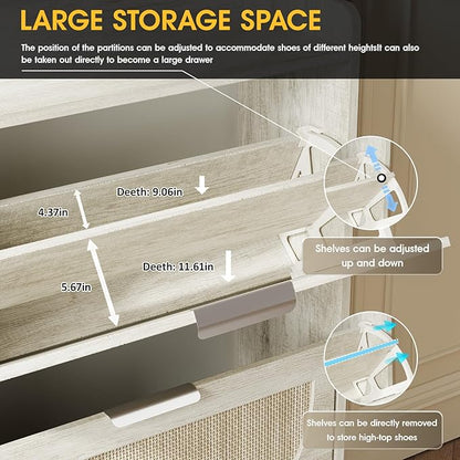 Maupvit Large Rattan Shoe Storage Cabinet - Image 6