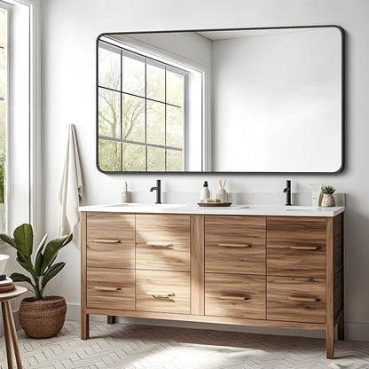 30 x 50 Inch Bathroom Mirror, Matte Black Wall Mirror - Image 2