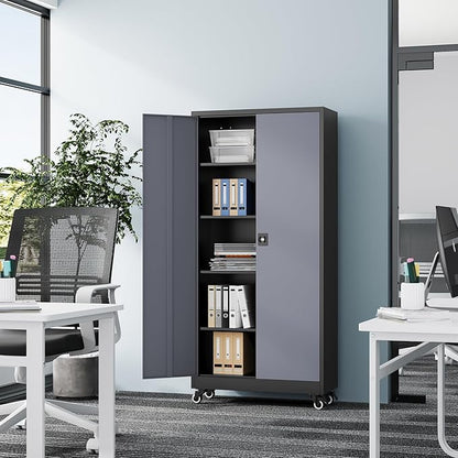 Metal Rolling Storage Cabinet-74.6” Tall Steel File Cabinets - Image 2