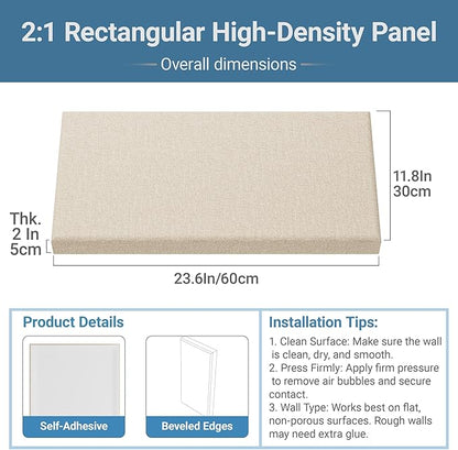 4 Pack High-Density Core with Fabric Cover Acoustic Panels – 24×12×2 In - Image 2
