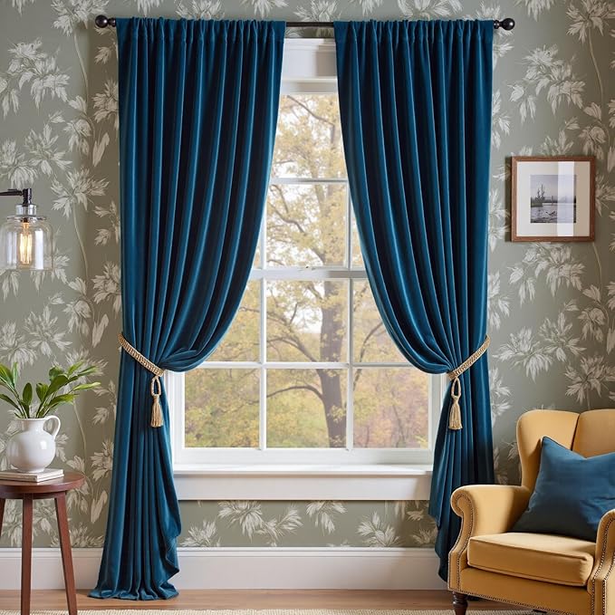 Lazzzy Velvet Blackout Curtains Thermal Insulated Room Window Drapes Super Soft by Lazzzy