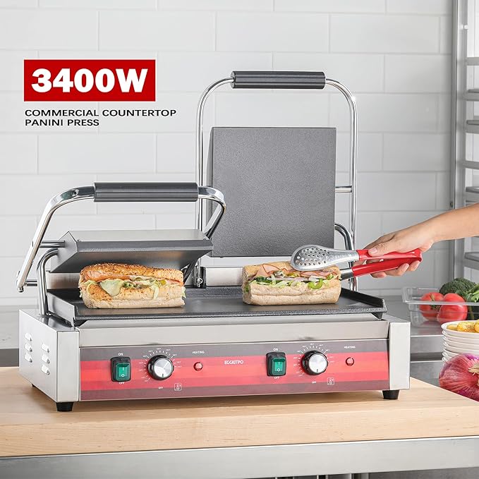 EGGKITPO Commercial Dual Panini Press - Image 3