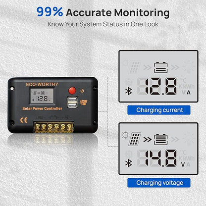 ECO-WORTHY 30A Solar Charger Controller Bluetooth, Solar Panel Battery - Image 3