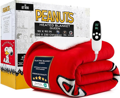 Peanuts Snoopy Heated Blanket Electric, Queen Size Luxurious Fleece Blanket by GetTrend