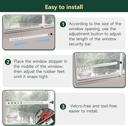 WooFog Window Security Bars Adjustable, Window Bars Security Inside Vertical - Image 7