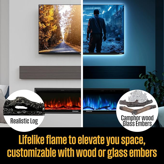Westinghouse 60 Inch Electric Fireplace Heater, Compatible - Image 4