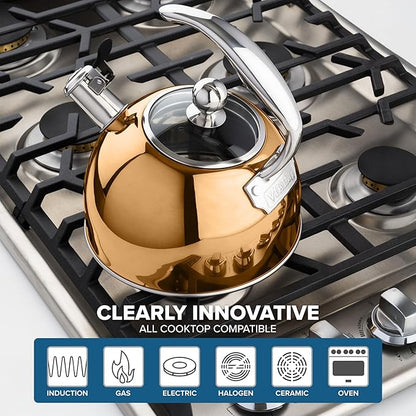 Viking 3-Ply Stainless Steel Tea Kettle, 2.6 Quart Stovetop Hot Water Pot - Image 5