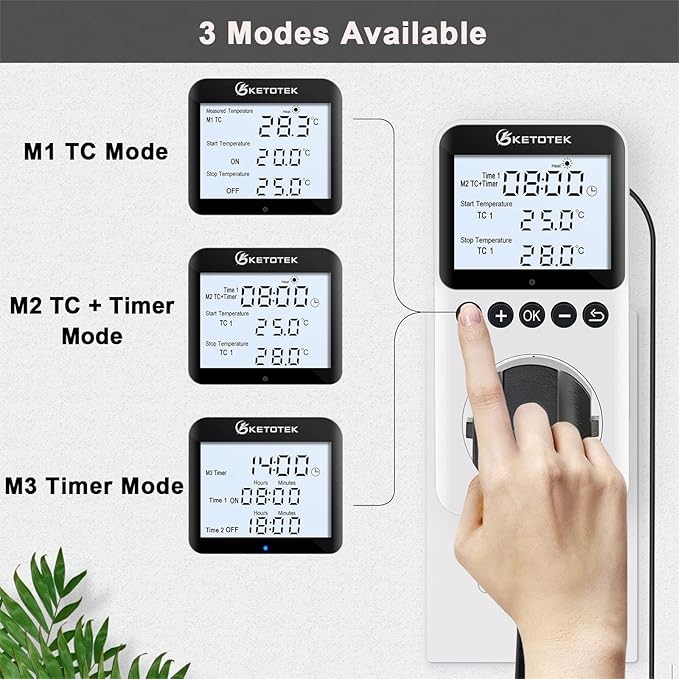 KETOTEK Plug in Thermostat Timer Temperature Controller Outlet - Image 3