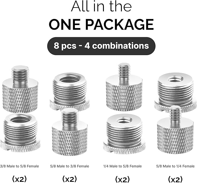 IXTECH Mic Stand Adapter Set 8 pieces Metal Microphone Stand Screw Thread - Image 7