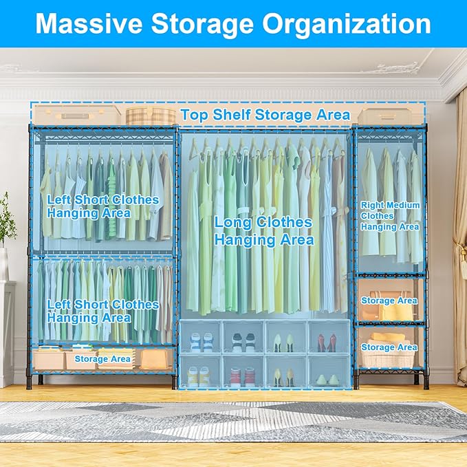 Ulif E10 Clothes Rack（With Stretchable Hanger Rod）Freestanding Clothing Racks - Image 4