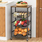 Kitchen Storage Cart with Wheels, 4-Tier Metal Utility Rolling Cart Fruit by XYZLVSI