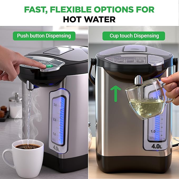 NutriChef Electric Water Boiler and Warmer - 4L/4.2Qt Stainless Steel Electric - Image 2