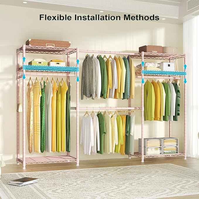 Ulif E1 Heavy Duty Closet Garment Rack, 6 Tiers Adjustable Metal Freestanding - Image 4