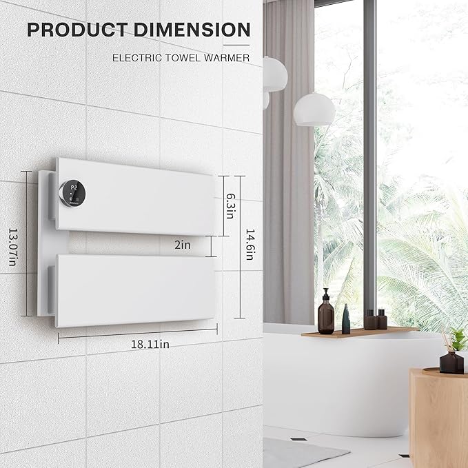 K&KALONZO Electric Towel Warmer, 18.35" W x 14.6" H Wall-Mounted Towel Heater - Image 7