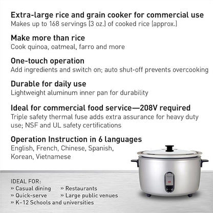 Panasonic Commercial Electric Rice Cooker, 208V Extra-Large Capacity 80-Cup - Image 2