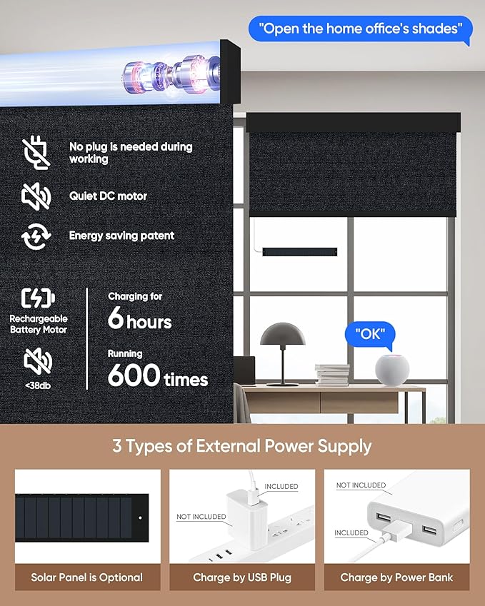 Kincmo Motorized Blinds with Remote, 100% Blackout Motorized Roller Shades Work - Image 5