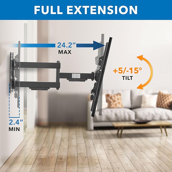 Mount-It! UL Certified Heavy Duty Full Motion TV Wall Mount - Image 7