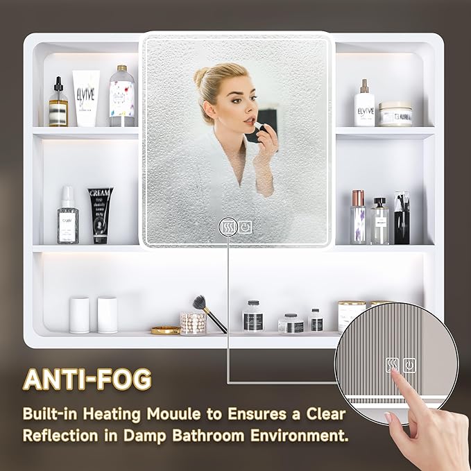 35x28 Inch Bathroom Mirror Cabinet - Image 5