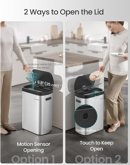 SONGMICS Motion Sensor Trash Can, 13-Gallon Automatic Garbage Can - Image 3